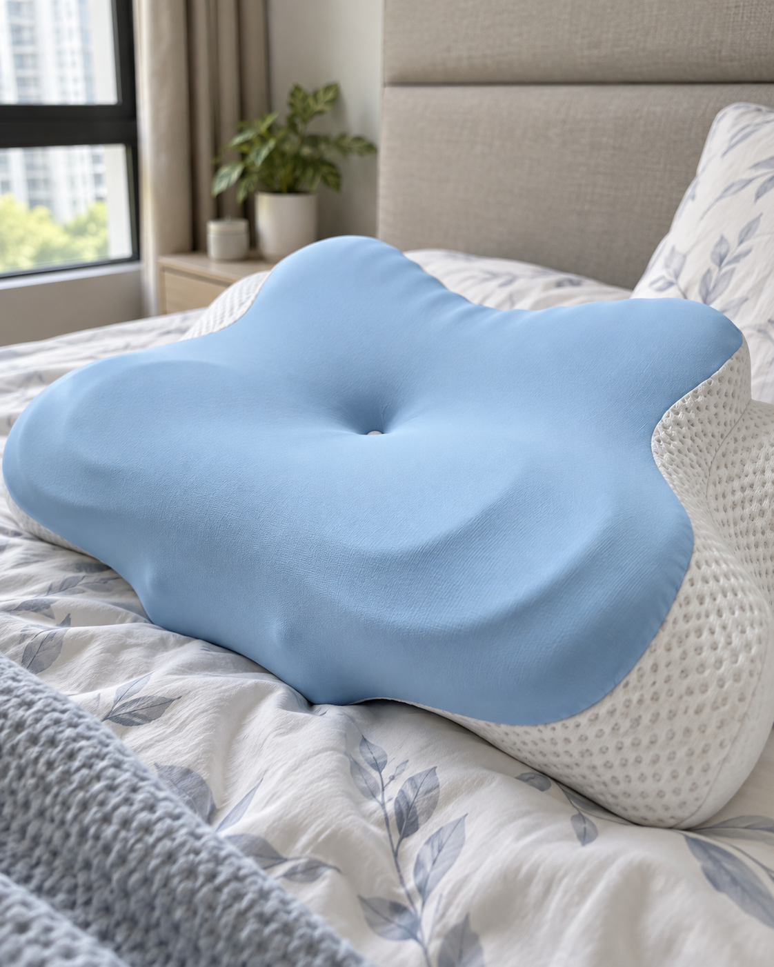 Butterfly Pillow in a warm evening bedroom setting